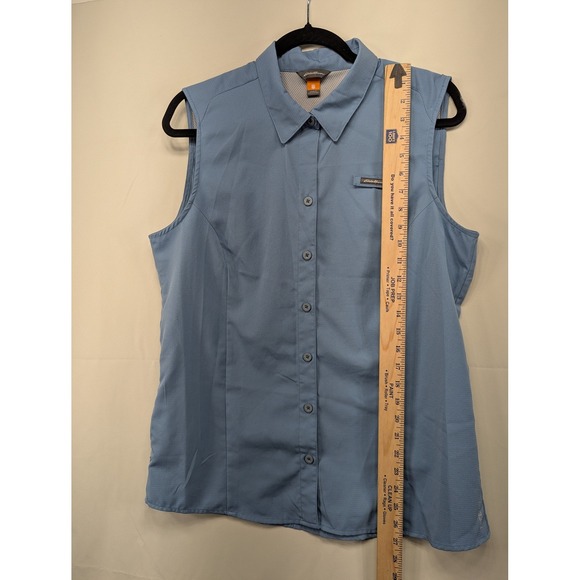 Eddie Bauer Womens Sleeveless Shirt Button Front Top Blue Size L - Picture 4 of 6